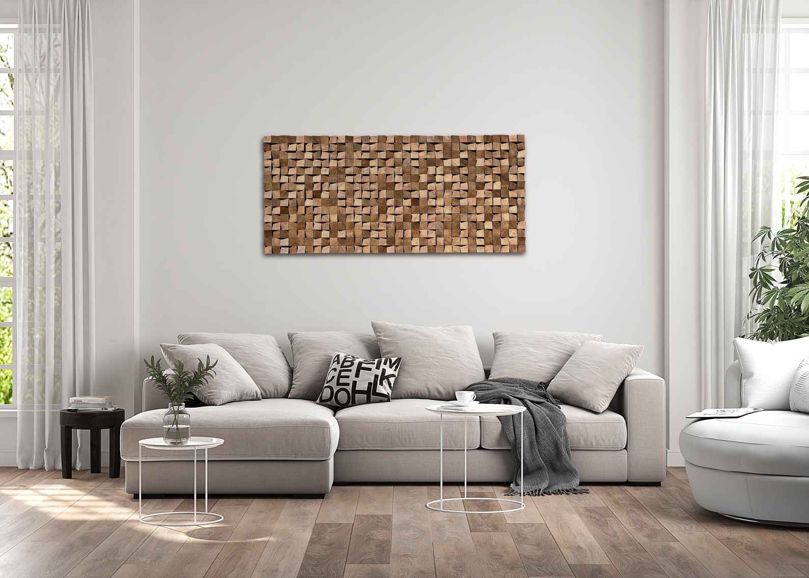 3D Wall Art, Oak Wood Acoustic Panel Large Size, Wooden Wall Decor ...