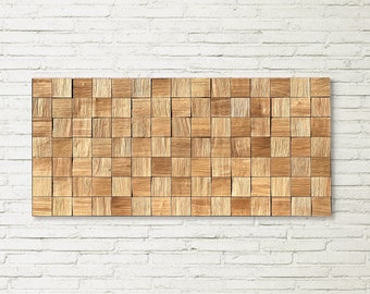 Oak wood wall decor, Modern wooden wall art, Rustic wooden mosaic, Abstract Wood Art 3D, living room wall decor, Home wall art large size