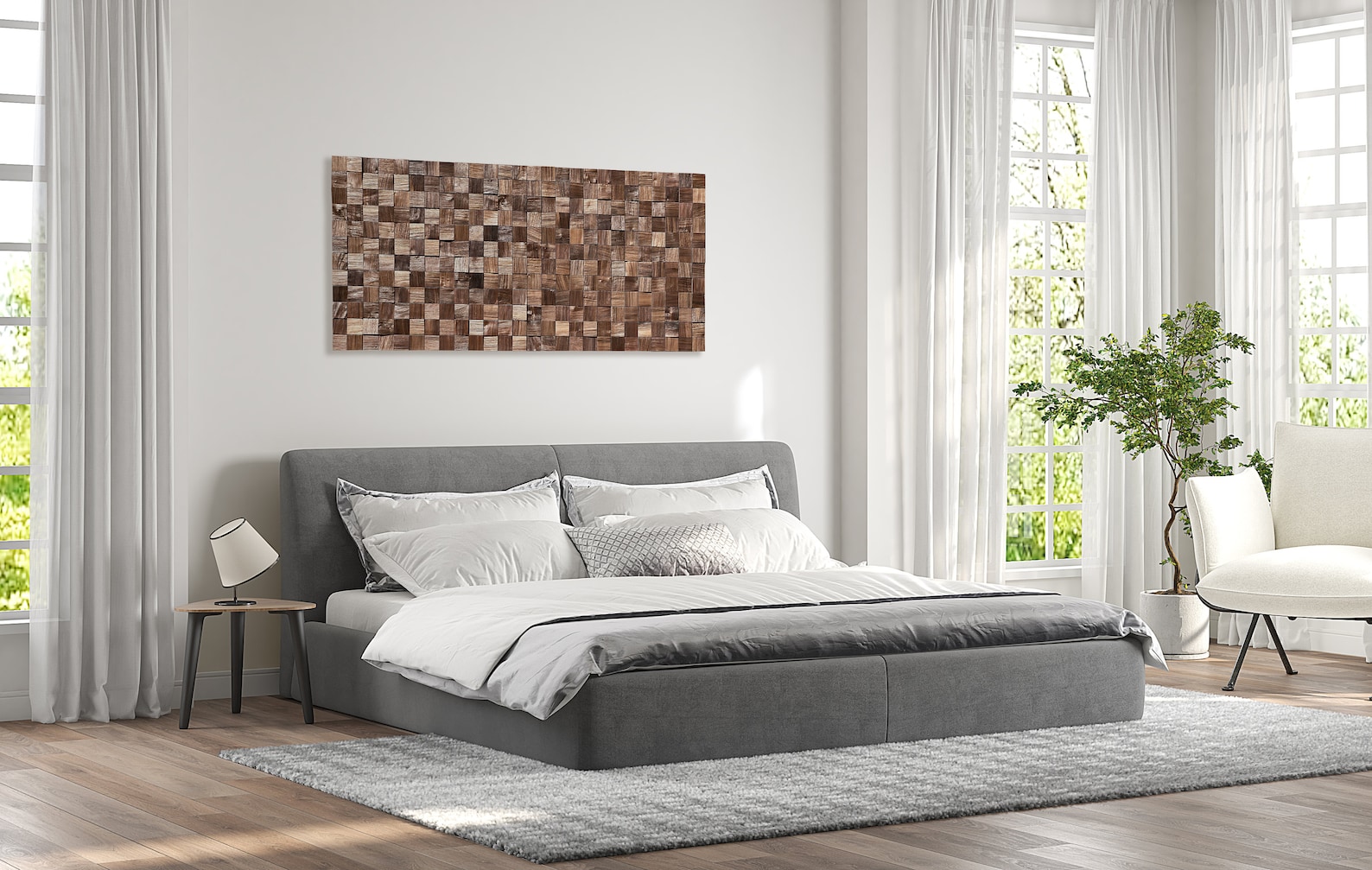 Modern Wooden Wall Art, Black Walnut Wood Wall Decor, Rustic Wooden