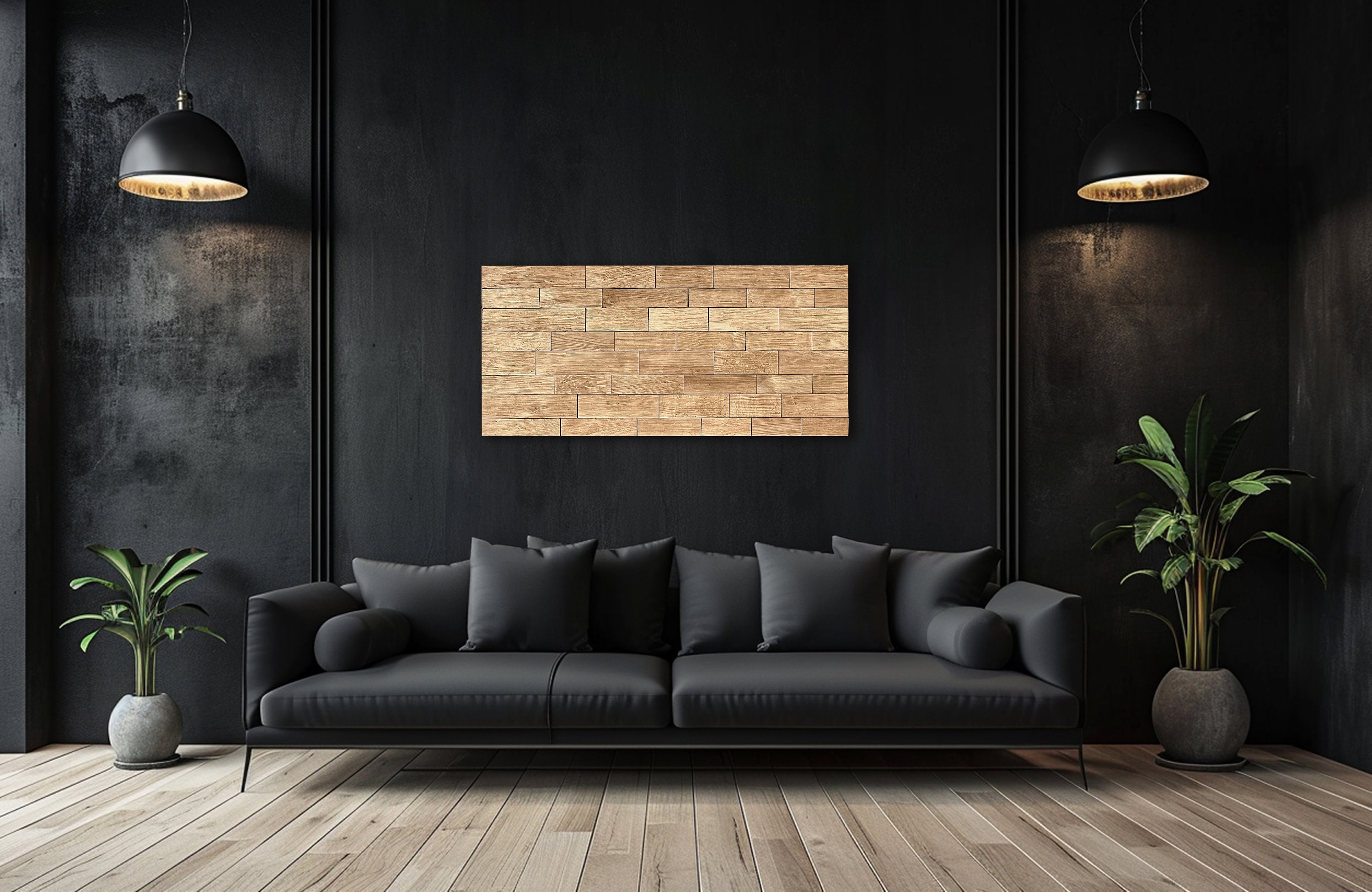Rustic Wooden Mosaic, Oak Wood Wall Decor Modern Wooden Wall Art ...