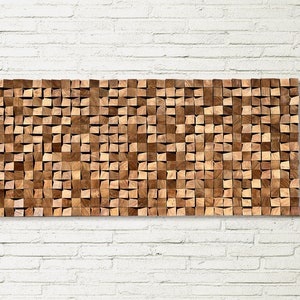 Acoustic wood Panel, Oak wall decor, Modern wooden wall art, Rustic wooden mosaic, Abstract Wood Art 3D, living room, Wall art large size