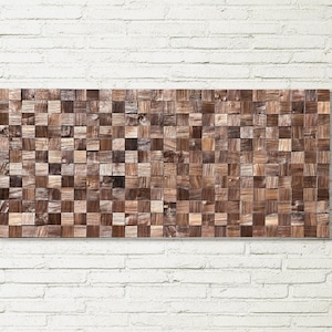 Modern wooden wall art, Black walnut wood wall decor,  Rustic wooden mosaic, Abstract Wood Art, living room wall decor, wall art large size