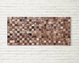 Modern wooden wall art, Black walnut wood wall decor,  Rustic wooden mosaic, Abstract Wood Art, living room wall decor, wall art large size