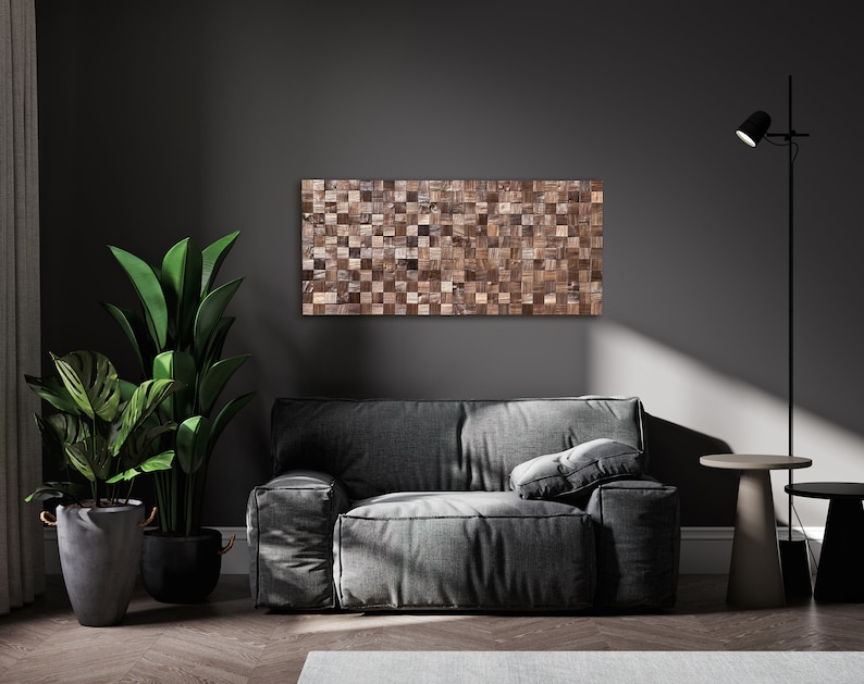 Modern Wooden Wall Art, Black Walnut Wood Wall Decor, Rustic Wooden