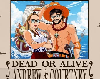 Custom Anime Portrait: One Piece Style Wanted Poster (Digital File