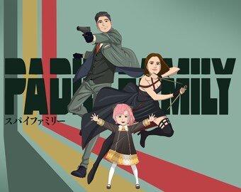 Individuell gefertigtes Anime Portrait: Personalisiertes Geschenk für die ganze Familie (Digitale Datei)