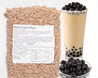 Black Tapioca Pearl 1kg Bag, Perfect For Ice Coffee, Slush, Blended Fruit Drinks, Gluten Free & Vegan, 7.5MM
