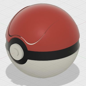 Op de afbeelding: Een rood-witte Poké Ball met een zwarte band en een witte knop. De bovenste helft is rood, de onderste helft is wit, gescheiden door een zwarte band. De witte knop bevindt zich aan de voorkant.