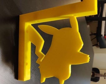 Pikachu & Eevee Shelf Brackets | Pokémon-Inspired Wall Decor | Gaming Room Shelf Supports | Anime Display Shelf Decor