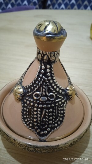 Tajine Marocain En Poterie 35 Cm - Fait Main, Peint à La Main - Pour Four, Gaz, Plaque électrique