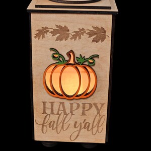 Happy Fall lasergesneden lantaarn digitaal SVG-bestand voor hout van 1/4 inch dik.