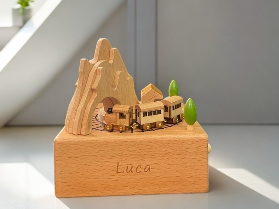 Custom Wooden Handmade Music Box, Train Birthday Music Box, 1st