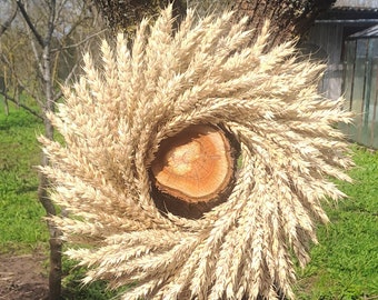Corona rústica Decorativa Corona de trigo seco Decoración de la puerta Corona Flor seca Adorno de pared Corona Regalo hecho a mano Decoración de corona natural