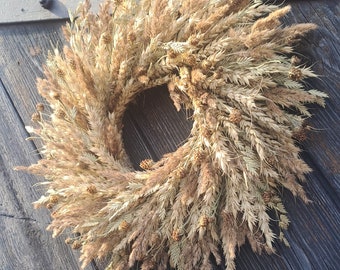 Boho Wreath Decorative Dried Flower Wreath Door Decor Crown Dried Flower Wall Ornament Wreath Rustic Handmade Gift Natural Wreath Decoration