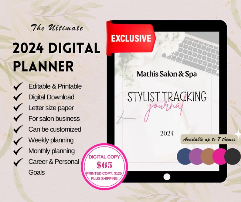 2024 Salon Hair Stylist Planner, Digital Download, Printable, Notes ...