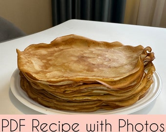 Mlyntsi Ukrainian Crepes, Easy Pancakes Recipe for Beginners, PDF Recipe, Instant download