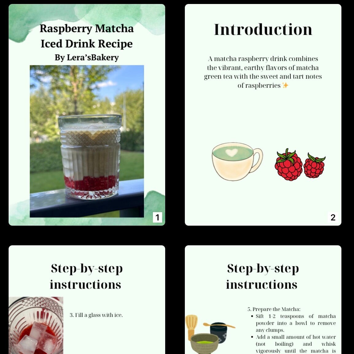 Raspberry Matcha Iced Drink | PDF Recipe, Instant Download - Etsy
