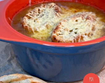 French Onion Soup Recipe, Easy Recipe for Beginners | PDF Recipe, Instant Download