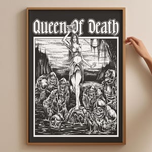 Queen of Death Poster, Silver Flames, Nesta Archeron Inspired, Fantasy Print