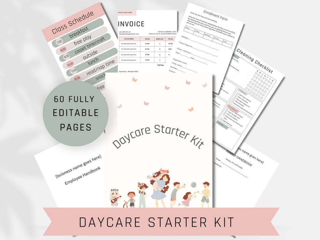 Editable Daycare Center Forms, Editable Organized Home Daycare Business ...