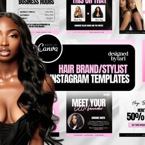 Hair Brand Instagram Post Templates, Beauty Social Media Templates, Canva Editable Templates, Beauty, Makeup, Hair Brand