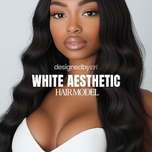 Hair Melanin Model, White Melanin Hair Model, Stock Photos for Hair Brands, Wig Stock Photo Model, Wig Stock Photos, Melanin Stock Photos