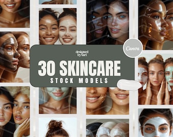 Fotos de stock de productos para el cuidado de la piel, modelos de belleza, imágenes de marcas de bienestar (Canva)