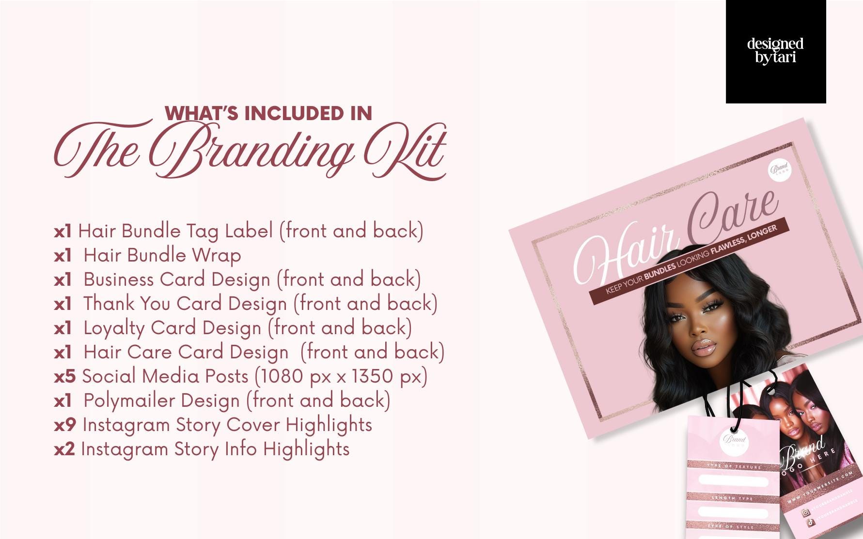 Hair Draw Label Hair Branding Kit Template, Hair Extensions, Canva Labels (digital ...