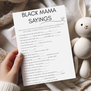 Black Mama Sayings Baby Shower Games, Fill in the Blanks, Fun Activities, Instant Download for Family Gatherings