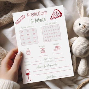 Cartes de prédictions et de conseils pour la baby shower Ciao Bambino, jeu sur le thème italien pour des activités de fête uniques, jeu à imprimer BS13