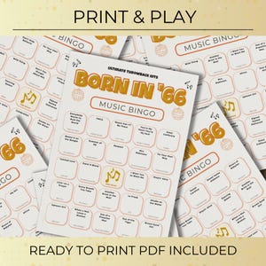 Born in 1966 Music Bingo, 60th Birthday Party Idea Game, Printable Retro Music Bingo, Spotify Playlist, Instant Download