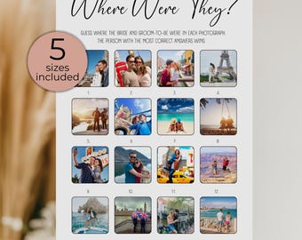 Where Were They Bridal Shower Game, Printable Wedding Activity, Couples Shower Game, Adventure Sign Template, Photo Guessing Game