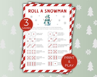 Roll a Snowman Dice Game Printable, Fun Christmas Activity for Kids, Family & Classroom