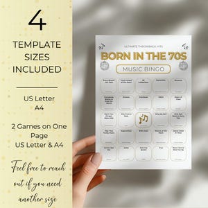 Born in the 70s Music Bingo Printable, 200 Cards 50th Birthday Party Game, Retro 1970s Activities, Spotify Playlist, Instant Download