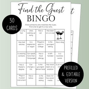 Get to Know You Bingo, Find Someone Who Bingo, Editable Icebreaker Game, Human Bingo, Fun Icebreaker Activity Printable