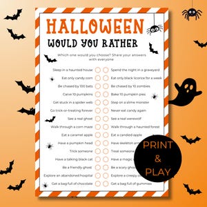 Spel Halloween wil je liever: afdrukbare feestactiviteit (digitale download)