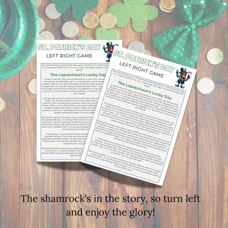 St Patty Day Left Right Story Game - Printable Left Right, Fun St ...