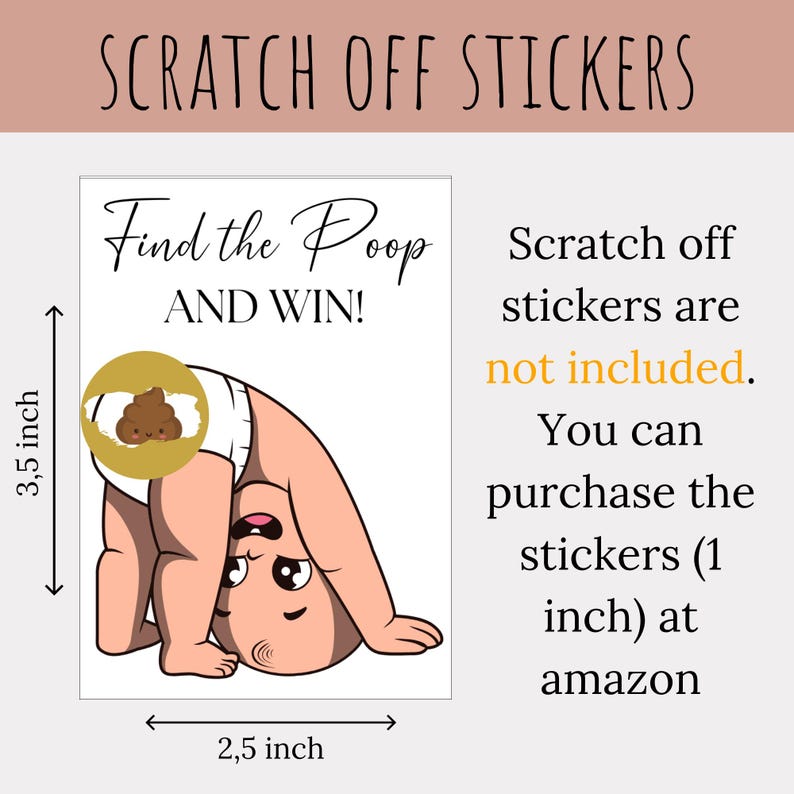 Scratch Poop Baby Shower Game: 72 Printable Diaper Cards (digital ...