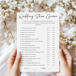 Editable Wedding Shoe Game Template, Fun Couples Shower Game, Bridal Shower Activities, Engagement Party Games, Printable Wedding Fun