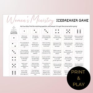 Womens Ministry Icebreaker Game, Fun Printable for Bible Study, Womens Retreats, Youth Groups, Sunday School & Christian Events