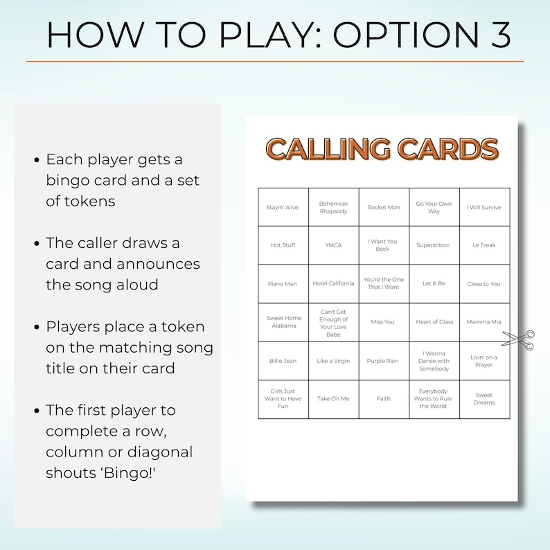 70s 80s 90s Music Bingo, Decades Bingo, Printable Game with 100 Cards, Spotify Playlist,  Family Reunion or Office Party