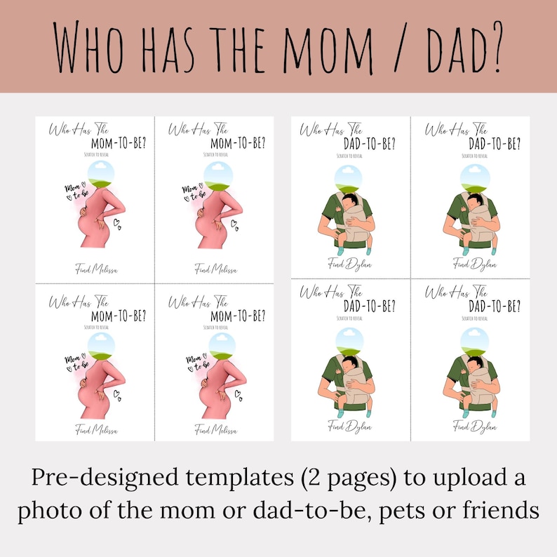 Who Has the Mom and Dad Baby Shower Game, Fun Scratch off Cards, Unique ...