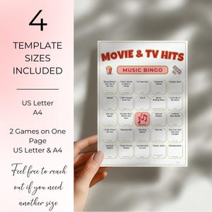 Movies & Shows Music Bingo, Fun Printable Game for Parties, 100 Bingo Cards + Spotify Playlist for Game Night