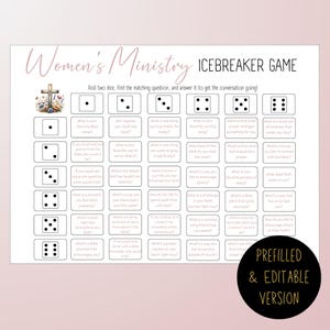 Womens Ministry Ice Breakers, Fun Printable Games for Church Activities, Youth Group Ice Breaker Ideas, Editable and Printable Template