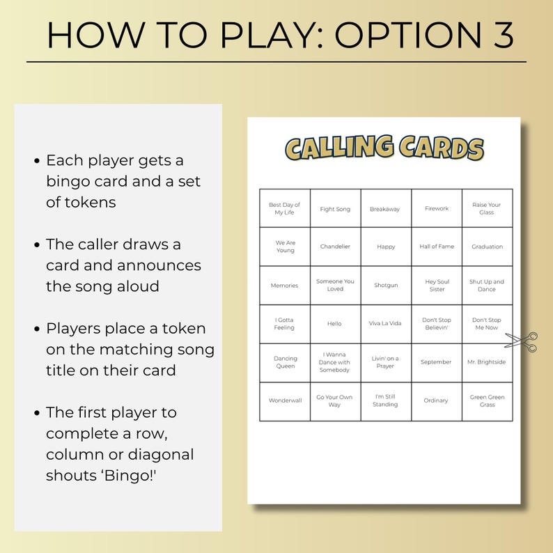 Graduation Music Bingo, 100 Unique Cards with Spotify Playlist, Printable Party Game and Music Night Activity, Celebration