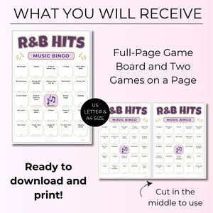 R&B Music Bingo, 100 Unique Cards with Spotify Playlist, Printable Party Game & Music Night Activity