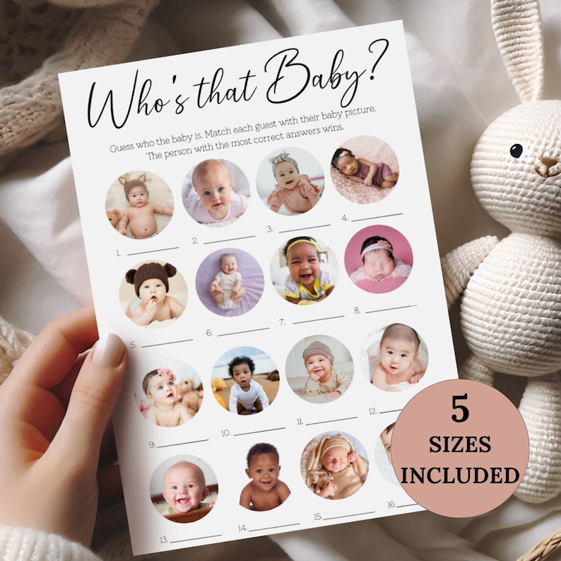 Guessing Child Guess the Baby Photo Game Template, Editable Baby Shower Game, Fun ...