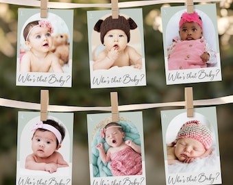 Who's That Baby Photo Game, Editable Printable Guess Who Baby Shower Game, Instant Download Fun Activity, Guess the Baby Photo Game Template