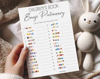 Children's Book Emoji Pictionary Game, Baby Shower Emoji Fun, Printable Activity, Instant Download for Parties