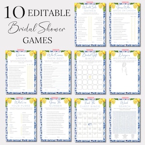 Amalfi Coast Bridal Shower Games Template, Lemon Citrus Editable Games, Fun Printable for Your Celebration WS007